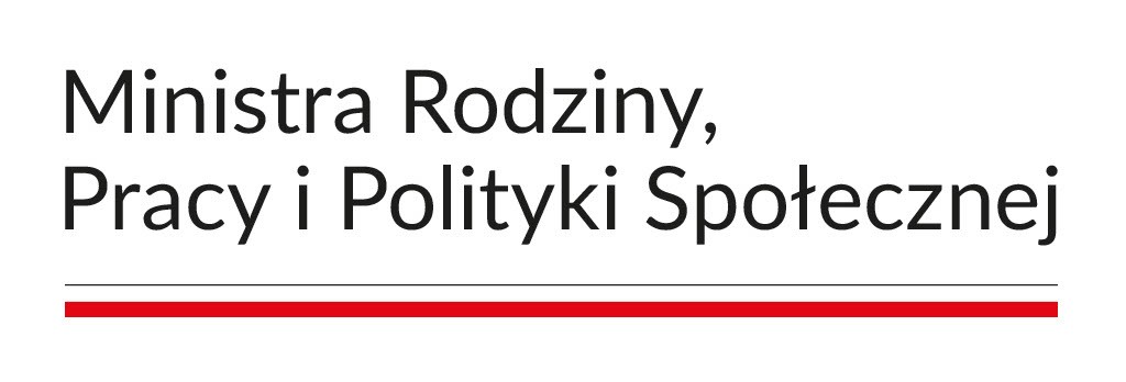 Obrazek składa się z jednego znaku graficznego. Od góry jest: napis „Ministra Rodziny, Pracy i Polityki Społecznej” poniżej: znak barw Rzeczypospolitej Polskiej w postaci linii.